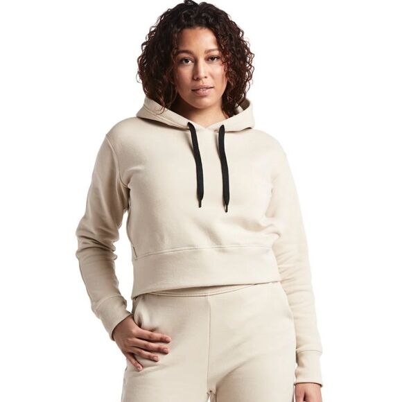 Public rec womens luxe fleece cropped hoodie xs ivory athleisure cozy winter - Picture 1 of 7